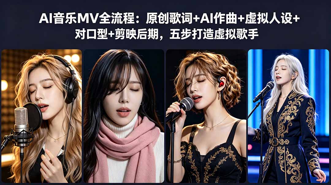 （18710期）AI音乐MV全流程：原创歌词+AI作曲+虚拟人设+对口型+剪映后期，五步打造虚拟歌手-知享资源网