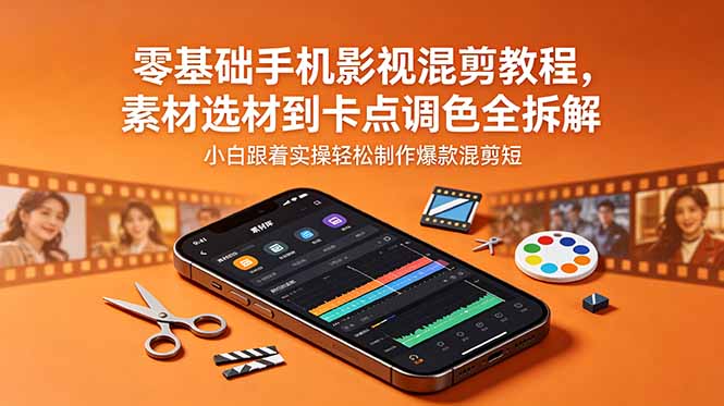 （18750期）零基础手机影视混剪教程，素材选材到卡点调色全拆解，小白跟着实操轻松制作爆款混剪短片-知享资源网