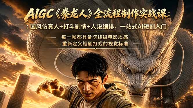 （18849期）AIGC《豢龙人》全流程制作实战课：国风仿真人+打斗剧情+人设编排，一站式AI短剧入门-知享资源网