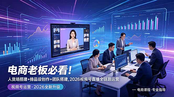 （18845期）电商老板必看！人货场搭建+排品设计+素材创作+团队搭建，2026视频号直播全链路运营-知享资源网
