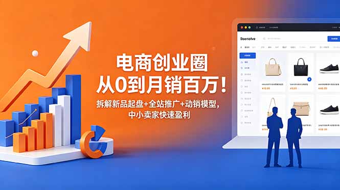 （18831期）电商创业圈从0到月销百万！拆解新品起盘+全站推广+动销模型，中小卖家快速盈利-知享资源网
