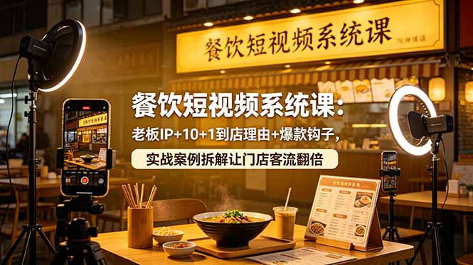 （18712期）餐饮短视频系统课：老板IP+10+1到店理由+爆款钩子，实战案例拆解让门店客流翻倍-知享资源网