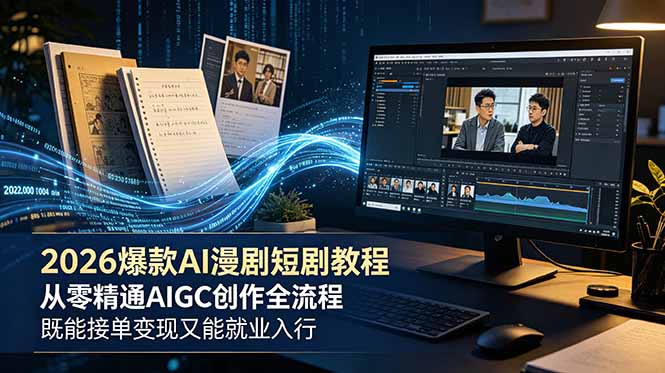 （18980期）2026 爆款 AI 漫剧短剧教程 从零精通 AIGC 创作全流程 既能接单变现又能就业入行-知享资源网