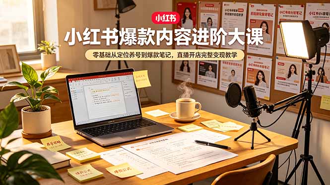 （19118期）小红书爆款内容进阶大课，零基础从定位养号到爆款笔记，直播开店完整变现教学-知享资源网