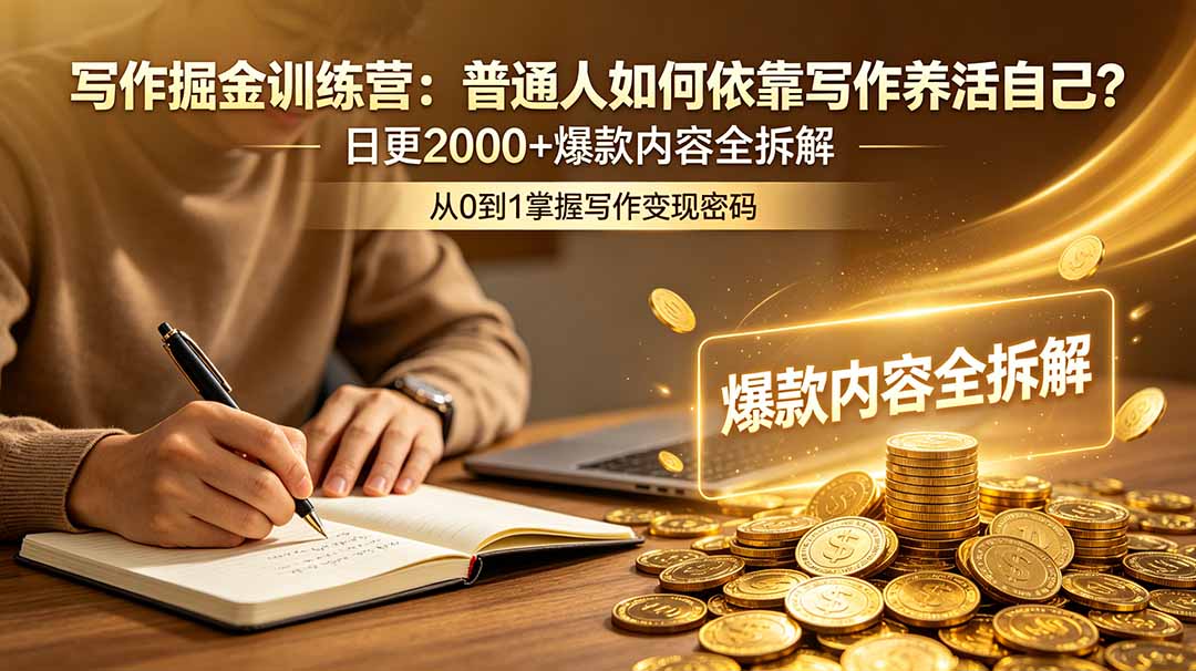 （18901期）写作掘金训练营：普通人如何依靠写作养活自己？日更2000+爆款内容全拆解-知享资源网
