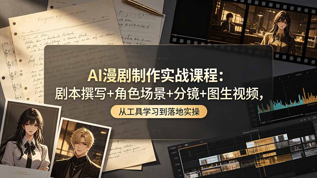 （19020期）AI漫剧制作实战课程：剧本撰写+角色场景+分镜+图生视频，从工具学习到落地实操-知享资源网