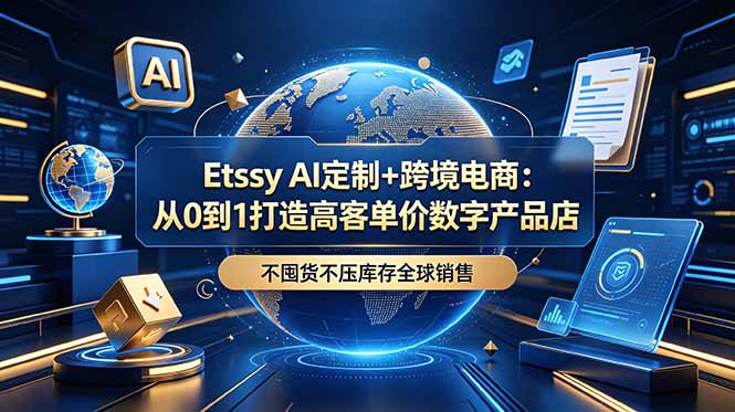 （18974期）Etsy AI定制+跨境电商：从0到1打造高客单价数字产品店，不囤货不压库存全球销售-知享资源网