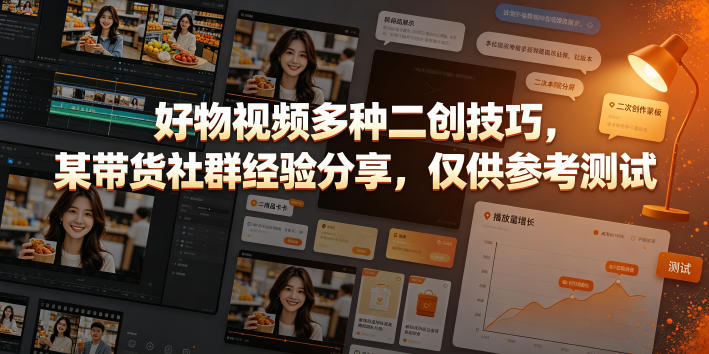 好物视频多种二创技巧，某带货社群经验分享，仅供参考测试-知享资源网