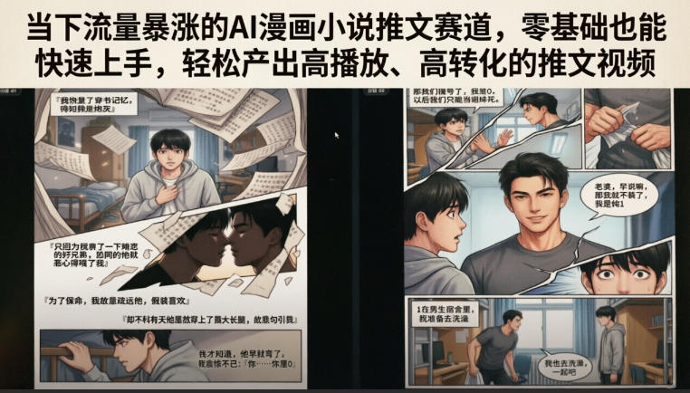 当下流量暴涨的AI漫画小说推文赛道，零基础也能快速上手，轻松产出高播放、高转化的推文视频-知享资源网