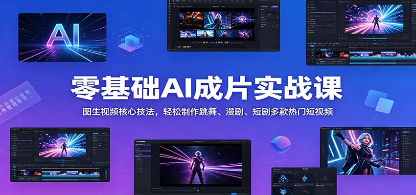 零基础AI成片实战课：图生视频核心技法，轻松制作跳舞、漫剧、短剧多款热门短视频-知享资源网