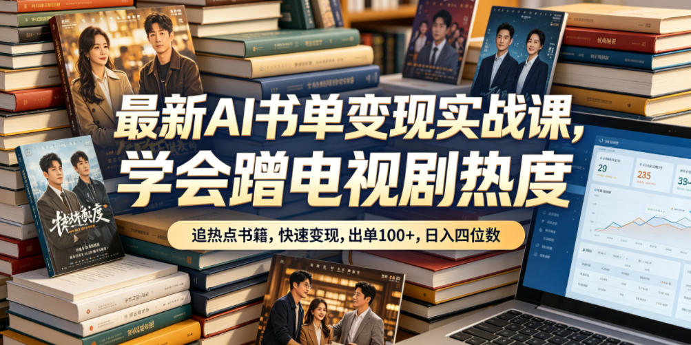 最新AI书单变现实战课，学会蹭电视剧热度，追热点书籍，快速变现，出单100+，日入四位数-知享资源网