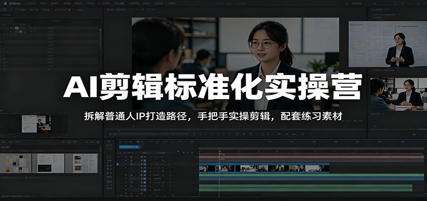 AI剪辑标准化实操营：拆解普通人IP打造路径，手把手实操剪辑，配套练习素材-知享资源网