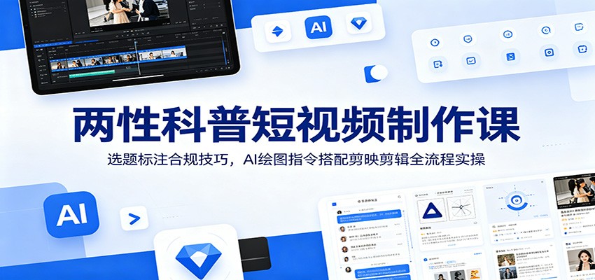 两性科普短视频制作课：选题标注合规技巧，AI绘图指令搭配剪映剪辑全流程实操-知享资源网