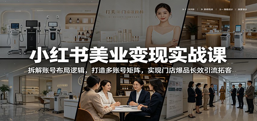 小红书美业变现实战课：拆解账号布局逻辑，打造多账号矩阵，实现门店爆品长效引流拓客-知享资源网
