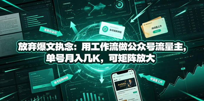 放弃爆文执念：用工作流做公众号流量主，单号月入几K，可矩阵放大-知享资源网