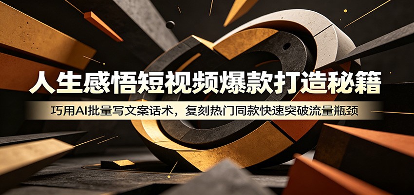人生感悟短视频爆款打造秘籍：巧用A 批量写文案话术，复刻热门同款快速突破流量瓶颈-知享资源网