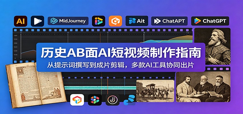 历史AB面AI短视频制作指南：从提示词撰写到成片剪辑，多款AI工具协同出片-知享资源网