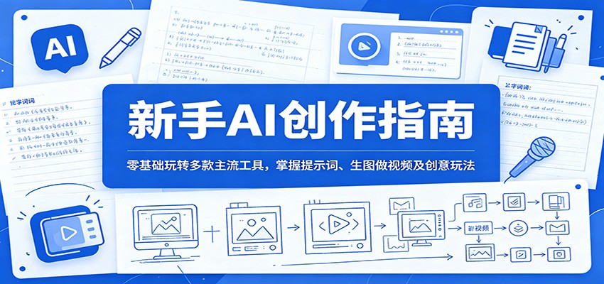 新手AI创作指南：零基础玩转多款主流工具，掌握提示词、生图做视频及创意玩法-知享资源网