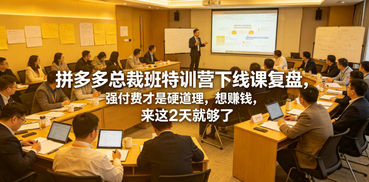 拼多多总裁班特训营下线课复盘，强付费才是硬道理，想賺钱，来这2天就够了-知享资源网