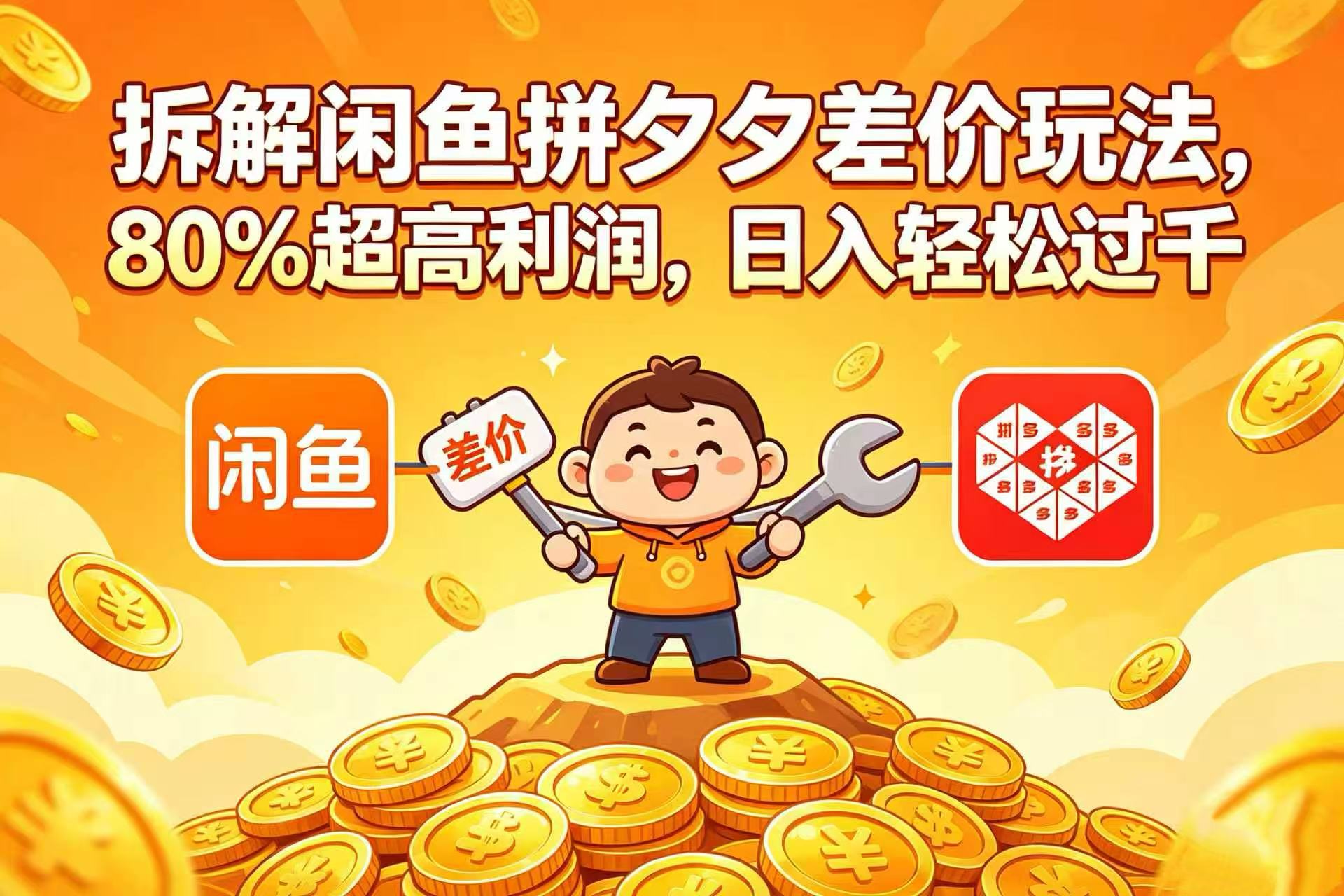拆解闲鱼拼夕夕差价玩法,80% 超高利润,日入轻松过千-知享资源网