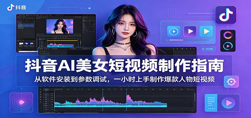 抖音AI美女短视频制作指南：从软件安装到参数调试，一小时上手制作爆款人物短视频-知享资源网