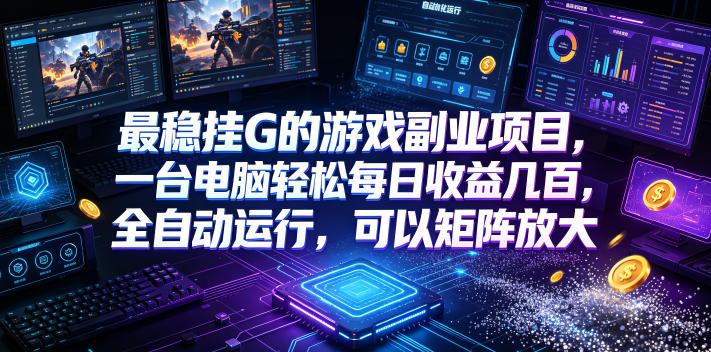 最稳挂G的游戏副业项目，一台电脑轻松每日收益几百，全自动运行，可以矩阵放大【揭秘】-知享资源网