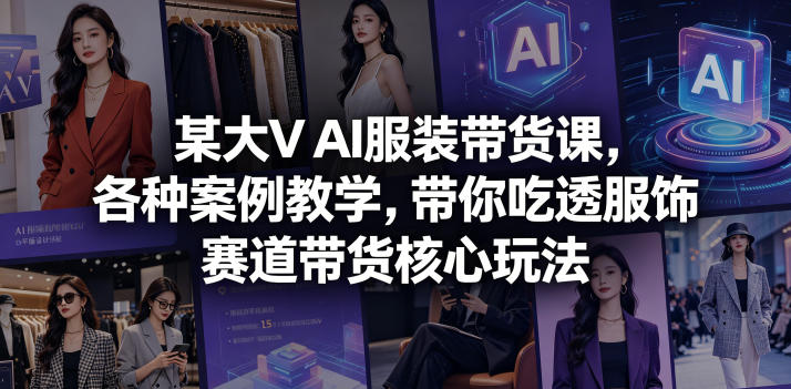 某大V AI服装带货课，各种案例教学，带你吃透服饰赛道带货核心玩法-知享资源网