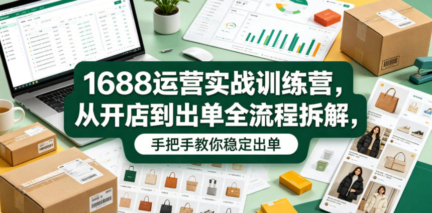 1688运营实战训练营，从开店到出单全流程拆解，手把手教你稳定出单-知享资源网