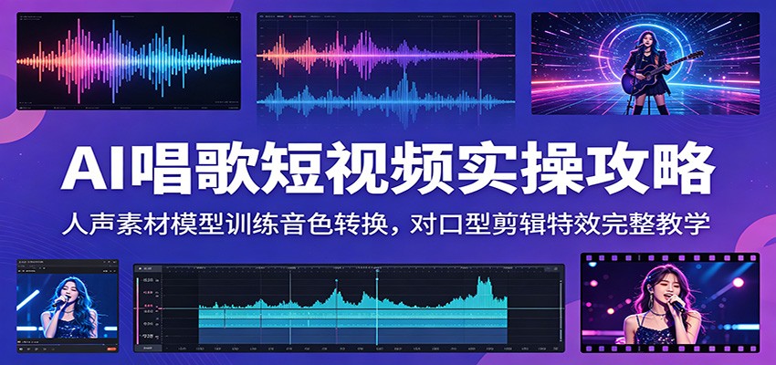 AI唱歌短视频实操攻略：人声素材模型训练音色转换，对口型剪辑特效完整教学-知享资源网