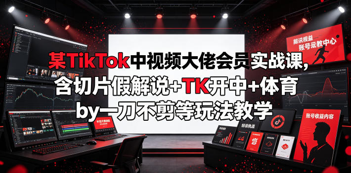 某TikTok中视频大佬会员实战课，含切片假解说+TK开中+体育by一刀不剪等玩法教学-知享资源网