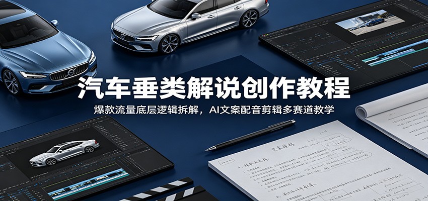 汽车垂类解说创作教程：爆款流量底层逻辑拆解，AI文案配音剪辑多赛道教学-知享资源网