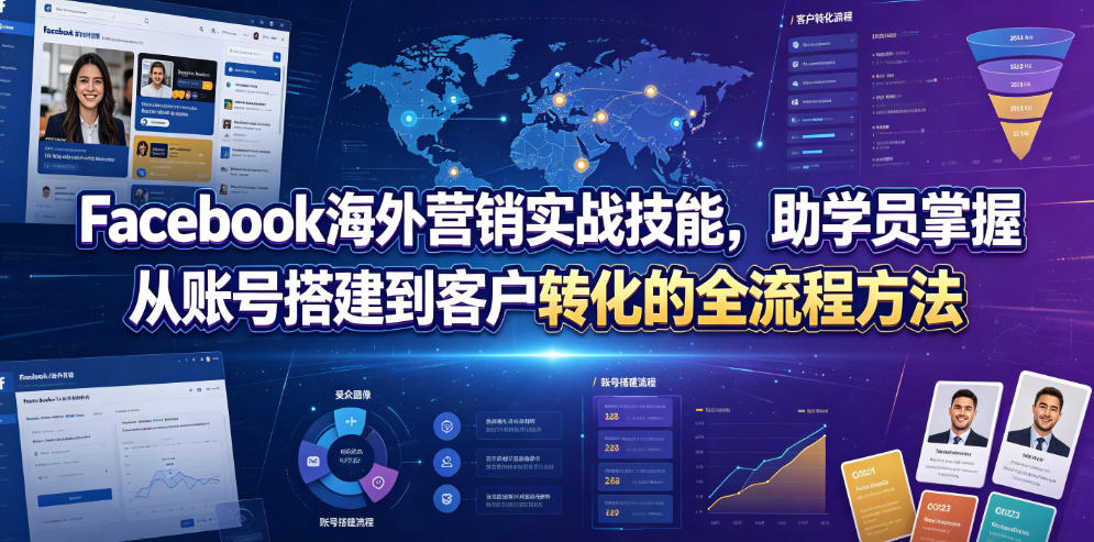 Facebook海外营销实战技能，助学员掌握从账号搭建到客户转化的全流程方法-知享资源网