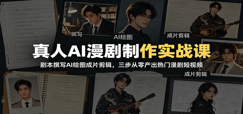 真人AI漫剧制作实战课：剧本撰写AI绘图成片剪辑，三步从零产出热门漫剧短视频-知享资源网