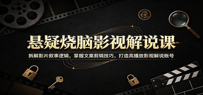 悬疑烧脑影视解说课：拆解影片叙事逻辑，掌握文案剪辑技巧，打造高播放影视解说账号-知享资源网
