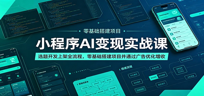 小程序AI变现实战课：选题开发上架全流程，零基础搭建项目并通过广告优化增收-知享资源网