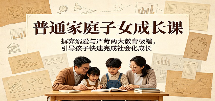 普通家庭子女成长课：摒弃溺爱与严苛两大教育极端，引导孩子快速完成社会化成长-知享资源网