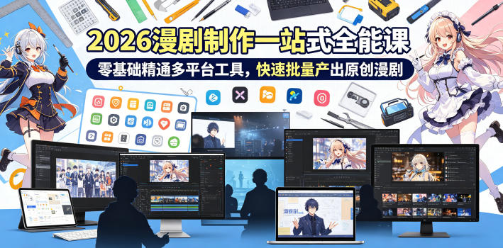 2026 AI漫剧制作一站式全能课，零基础精通多平台工具，快速批量产出原创漫剧-知享资源网