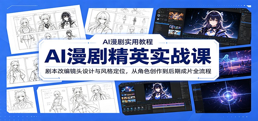 AI漫剧精英实战课：剧本改编镜头设计与风格定位，从角色创作到后期成片全流程-知享资源网
