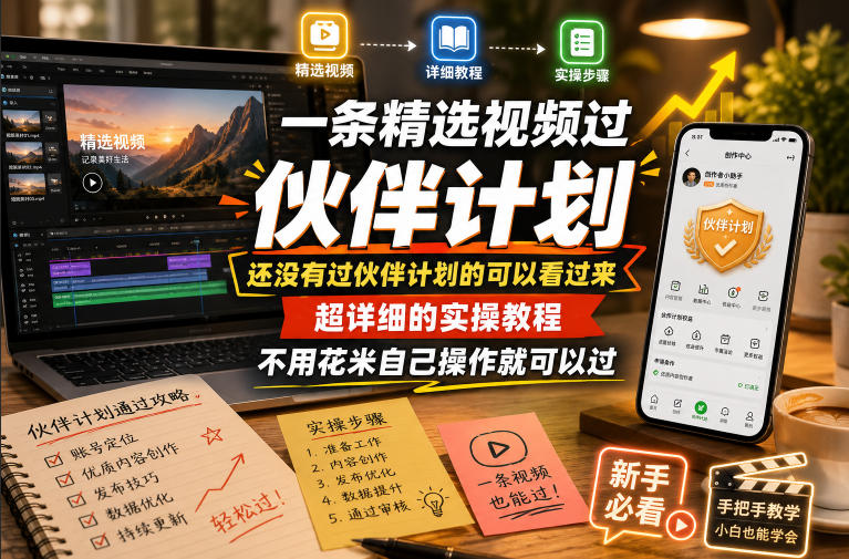 一条精选视频过伙伴计划，还没有过伙伴计划的可以看过来，超详细的实操教程，不用花米自己操作就可以过-知享资源网