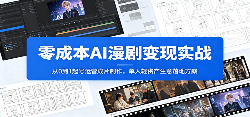 零成本AI漫剧变现实战：从0到1起号运营成片制作，单人轻资产生意落地方案-知享资源网