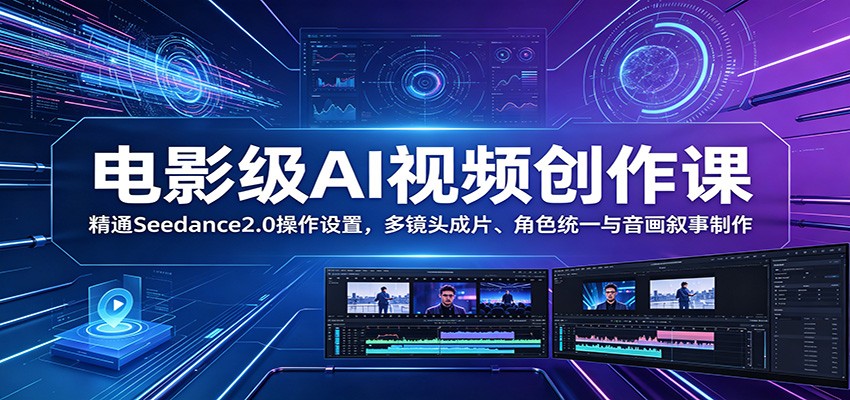 电影级AI视频创作课：精通Seedance2.0操作设置，多镜头成片、角色统一与音画叙事制作-知享资源网