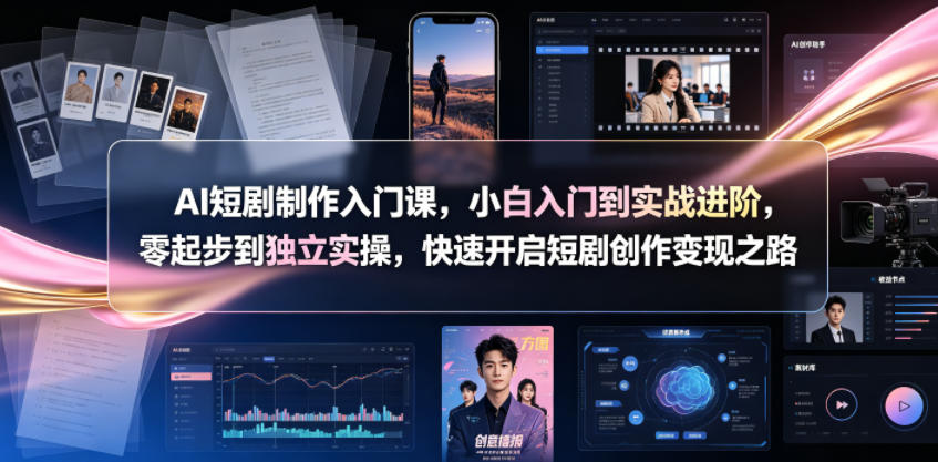 AI短剧制作入门课，小白入门到实战进阶，零起步到独立实操，快速开启短剧创作变现之路-知享资源网