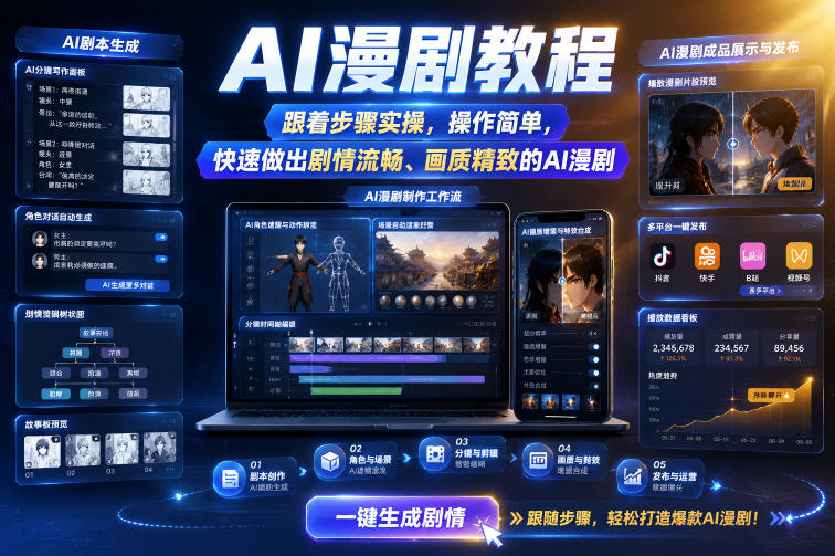 AI漫剧教程，跟着步骤实操，操作简单，快速做出剧情流畅、画质精致的AI漫剧-知享资源网