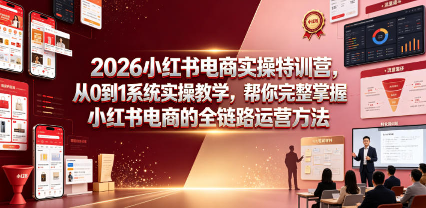 2026小红书电商实操特训营，从0到1系统实操教学，帮你完整掌握小红书电商的全链路运营方法-知享资源网
