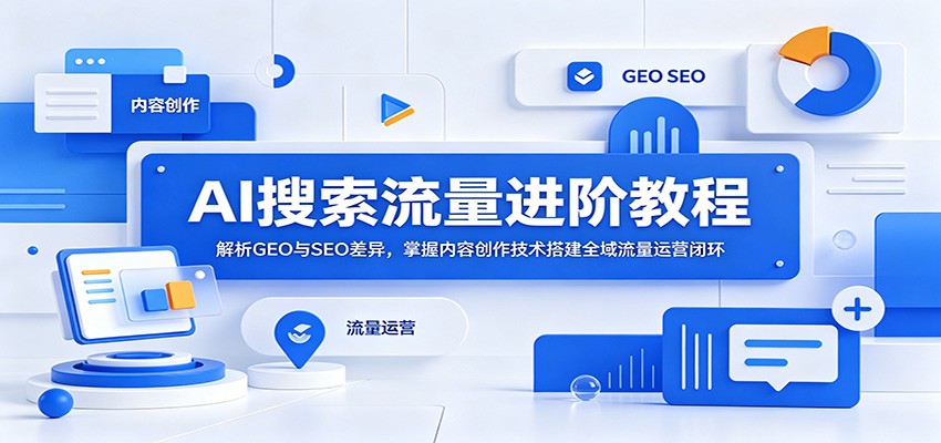 AI搜索流量进阶教程：解析GEO与SEO差异，掌握内容创作技术搭建全域流量运营闭环-知享资源网