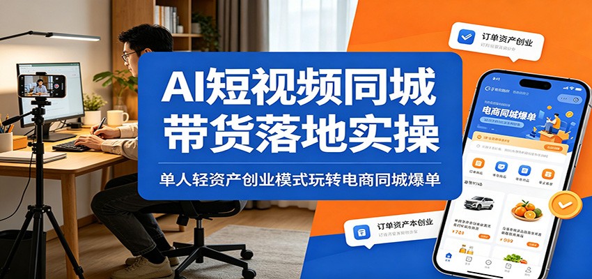 AI短视频同城带货落地实操：单人轻资产创业模式玩转电商同城爆单-知享资源网