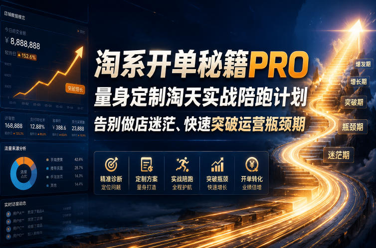 淘系开单秘籍PRO，量身定制淘天实战陪跑计划，告别做店迷茫、快速突破运营瓶颈期（2026年6月11）-知享资源网