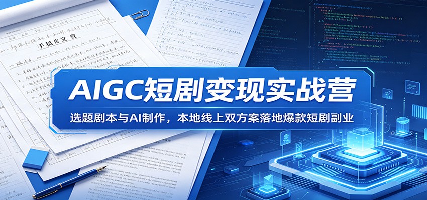 AIGC短剧变现实战营：选题剧本与AI制作，本地线上双方案落地爆款短剧副业-知享资源网