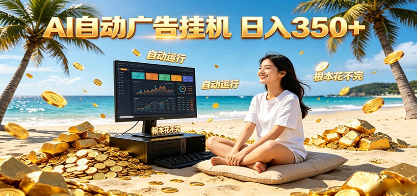 AI自动广告挂机 日入350+ 真正做到躺赚式变现，根本花不完！-知享资源网