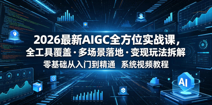 2026最新AIGC全方位实战课，全工具覆盖・多场景落地・变现玩法拆解，零基础从入门到精通系统视频教程-知享资源网
